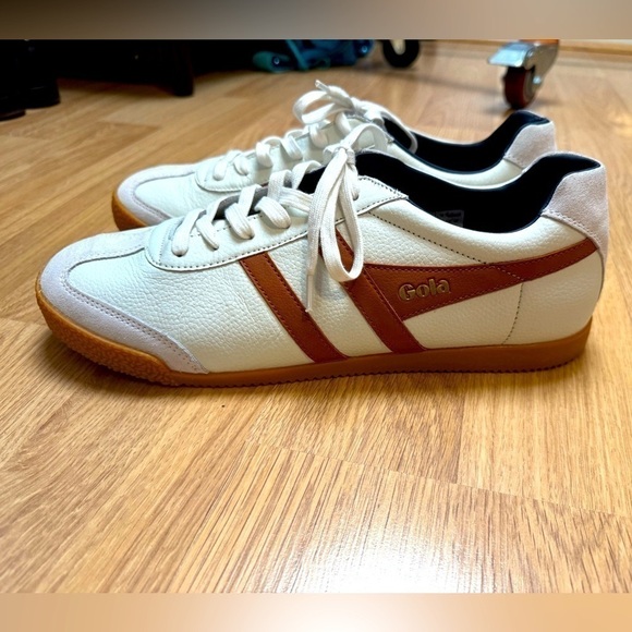 GOLA Harrier Mens Classic Trainers in White Orange Size 13 EUC - Picture 1 of 6